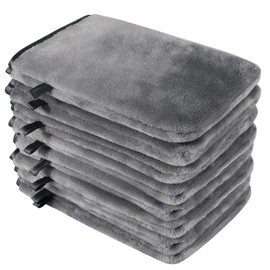 PHOGARY 8 Pack Microfiber Body Wash Mitts, Flannel Soft Face Cleansing Mitts, Reusable Makeup Remover Mitt, Bath SPA Cloth for Women Men Shower Gloves, 6 x 8inch, Grey
