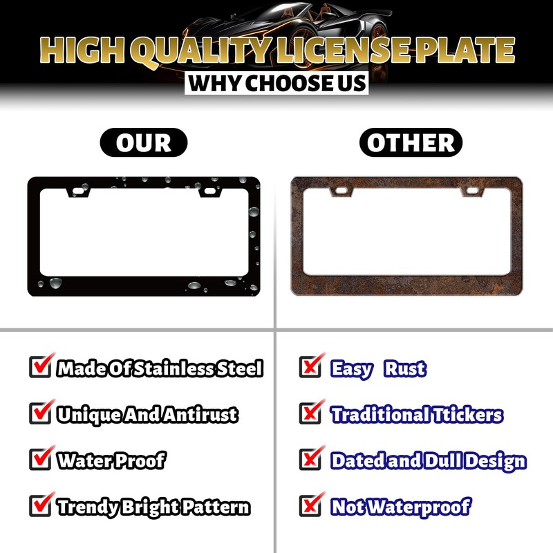 Cute Cactus License Plate Frame Tropical License Plate Holder Stainless