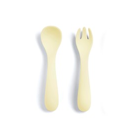 BESO VIDA Silicone Baby Utensils Set - Safe and Easy-to-Use Baby Spoons and Forks for 6-12 Months, Perfect Toddler Utensils for 1 Year Old, BPA-Free Baby Eating Utensils (Lemon Yellow)
