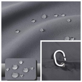 Voarge Two Sizes Shower Curtain for Bathroom, White Narrow Small Anti-Mould, Waterproof, Washable Textile Fabric Bathroom Curtain Bath with 8 Shower Curtain Rings (Dark Grey, 120 x 200 cm)