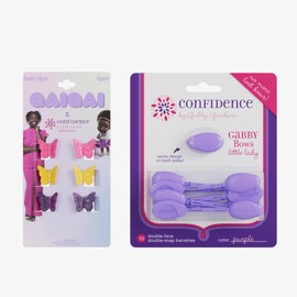 Qai Qai Butterfly Clips(6) and Purple GaBBY Bows (10) Bundle