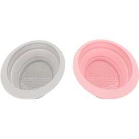 Generic 2 Cuencos de Limpieza de Brochas Cosméticas de Silicona, Cuenco de Limpieza Plegable para Brochas de Maquillaje, Limpiador Eficaz para la Salud de la Piel, Adecuado para Todas las de Maquillaje, Portátil y Ligero