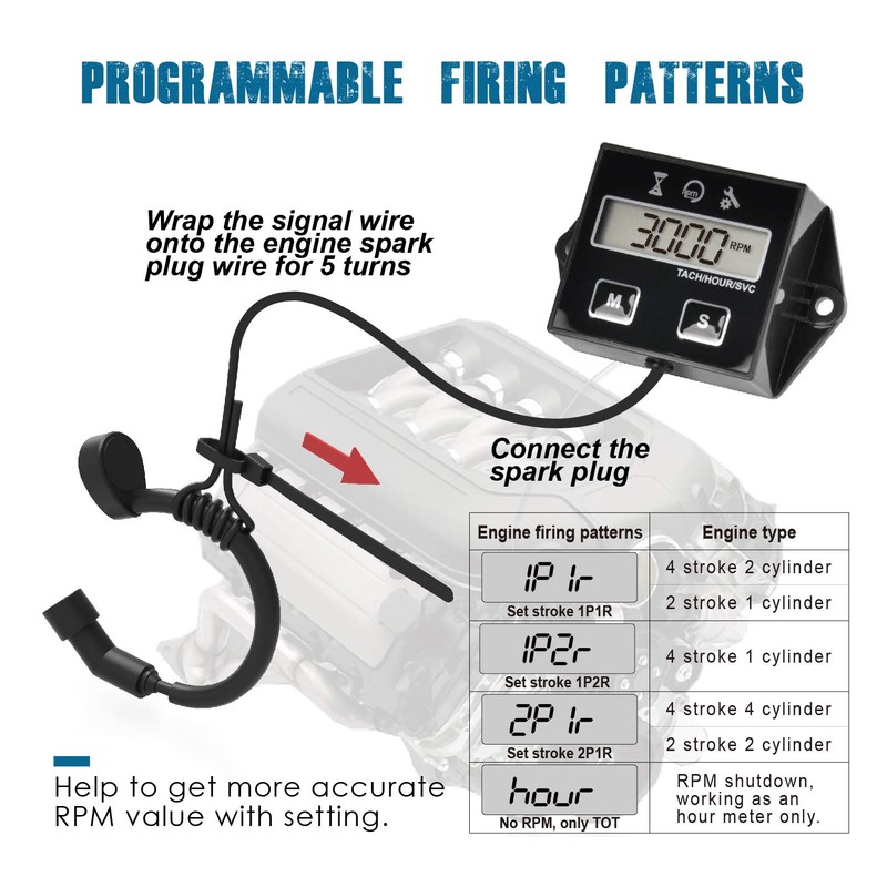 Runleader Digital Hour Meter Tachometer, Maintenance Reminder, User Shutdown, Use