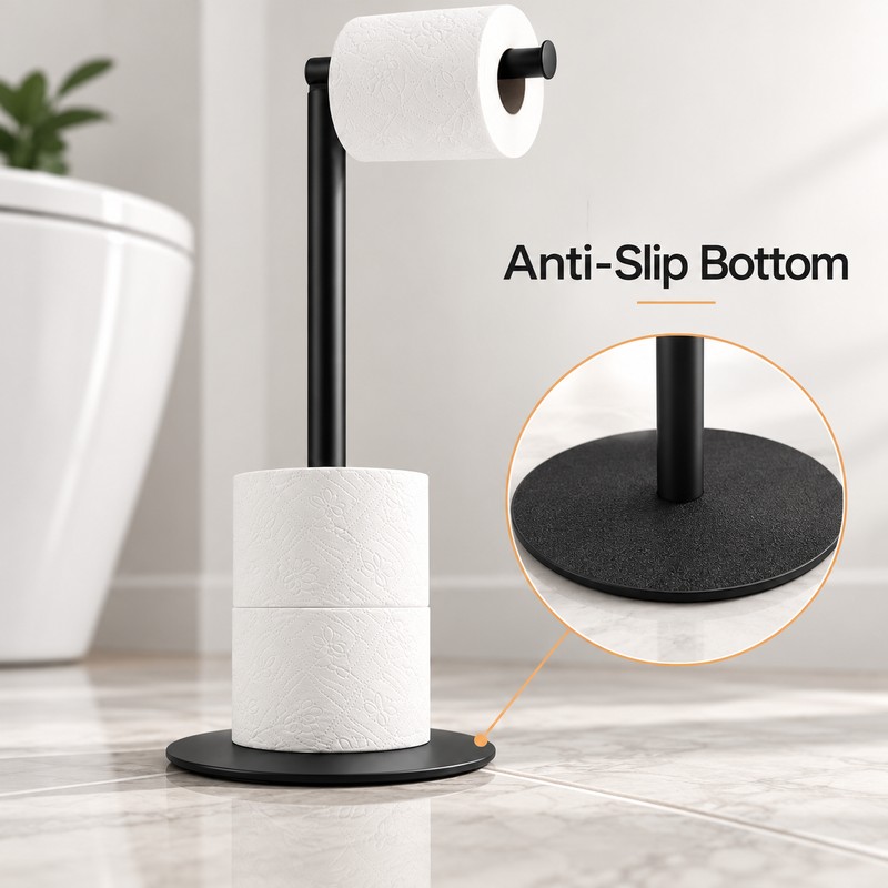 Freestanding Stainless Steel Toilet Paper Holder Bathroom Stand – Modern