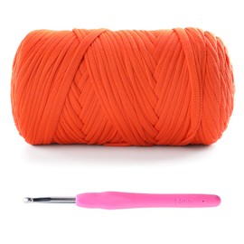 Lpalats T-Shirt Yarn for Crochet - 400g/131 Yards Elastic Fabric Crochet Cloth - Orange