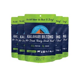 Lime Chili Kalahari Biltong, Air-Dried Thinly Sliced Beef, 2oz (Pack of 5), Sugar Free, Gluten Free, Keto & Paleo, High Protein Snack