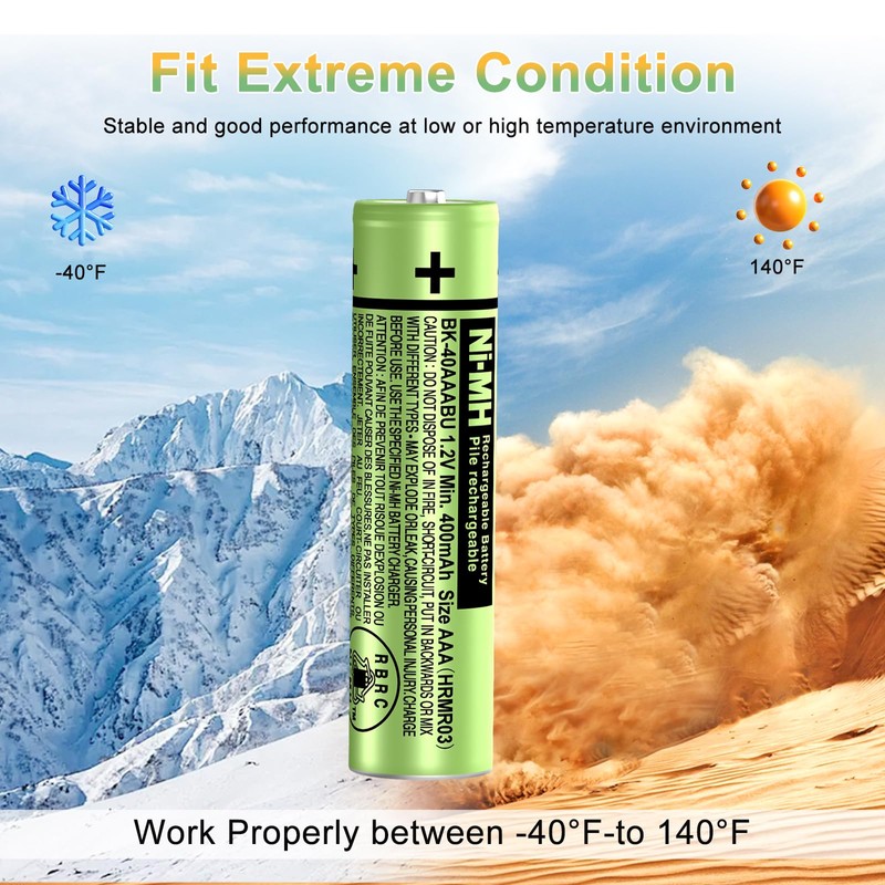 BENNTOP NIMH AAA Rechargeable Batteries 1.2V 400mah for Panasonic Phones