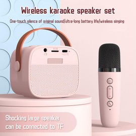 Meltrck Karaoke Machine with 2 Microphones, Portable Speaker, Compatible with LED Light, Suitable for Party and Travel, Suitable for 3-12 Years Old Boys Girls Gift Toys, Pink