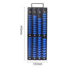 Dabeh Bandeja Organizadora De Dados De 80 Piezas, Riel Negro Con Pinzas Azules Para Dados De 1/4 , 3/8 Y 1/2 , Soporte Robusto Ideal Como Único Para Hombres Aficionados A Las Herramientas