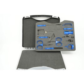 Fly Tying Tool Kit, Comprehensive Set with Case, Scissors, Bobbin, Bodkin, Whip Finisher, Hackle Plier, Hair Stacker