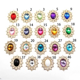 10PCS 28 * 25MM Rhinestone Buttons for Needlework Sewing Flatback Embellishments Decorative Button for Clothing DIY Manualidades Wedding Accessories Decorative
