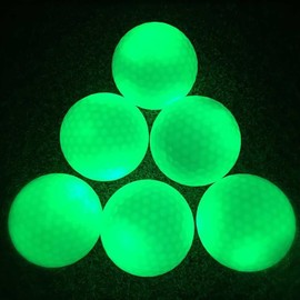 Vientiane Leuchtende Golfbälle, 6 Stück Golf Übungsbälle, LED Leuchte Golf, Elektronische LED Leuchtgolfbälle für Nachttraining Mit Großer Reichweite und Distanzschüssen (Blaulicht) (Grünes Licht)