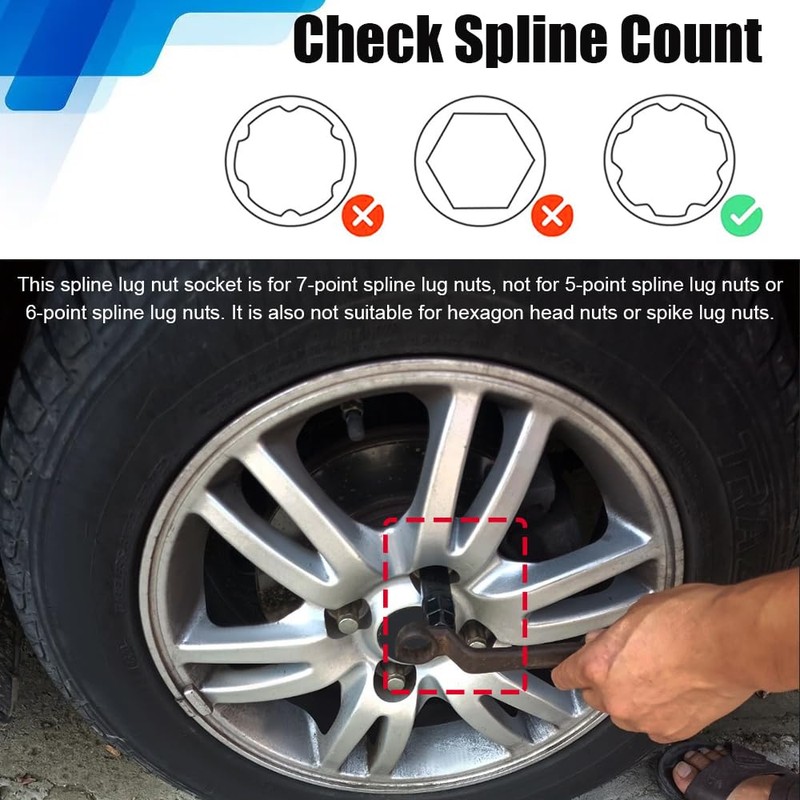 Rebvugr 7 Spline Lug Nut Socket, Wheel Lock Key Replacement