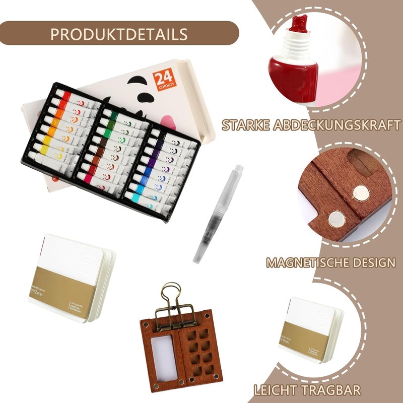 agogue 4 Piece Pocket Watercolour Set, Mini Watercolour Set for