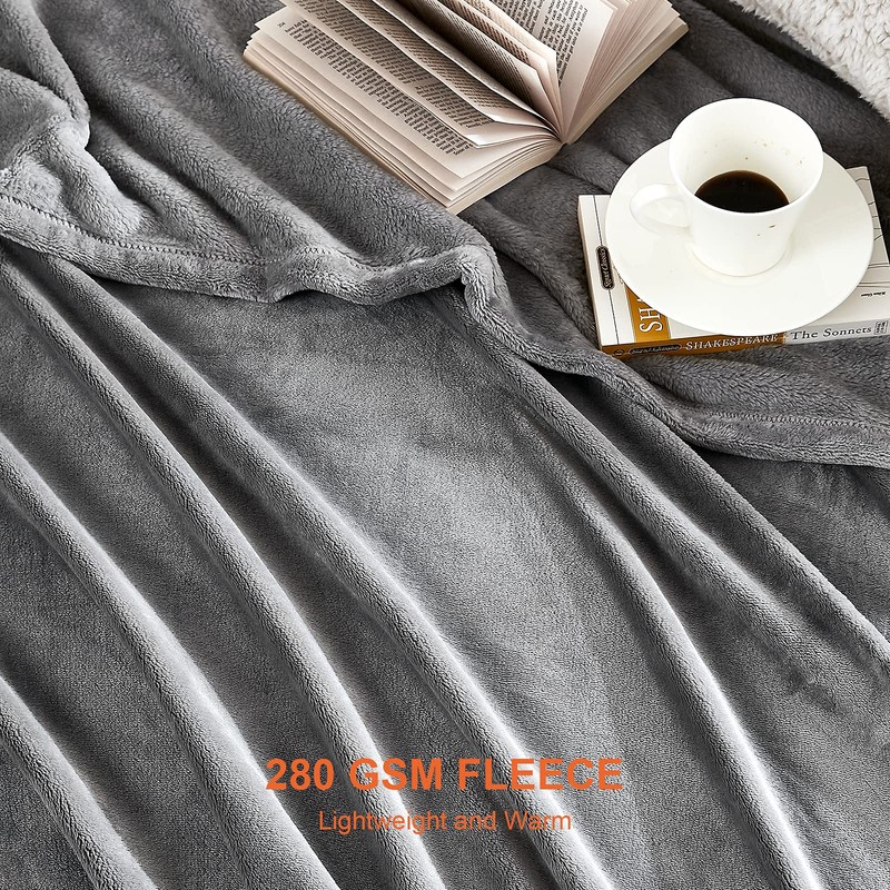 EHEYCIGA Fleece Blanket Grey Throws for Sofas Fluffy Warm Soft