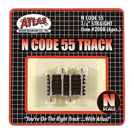N Code 55 Nickel Silver .75" Straight Track (6) Atlas Trains