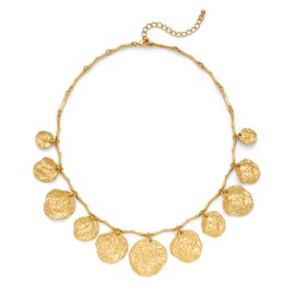 ENSKEFEN Chunky Gold Coin Charm Necklaces for Women Boho Hammered Disc Statement Necklace Adjustable Chain Textured Disc Necklace Bold Round Choker Pendant Necklaces