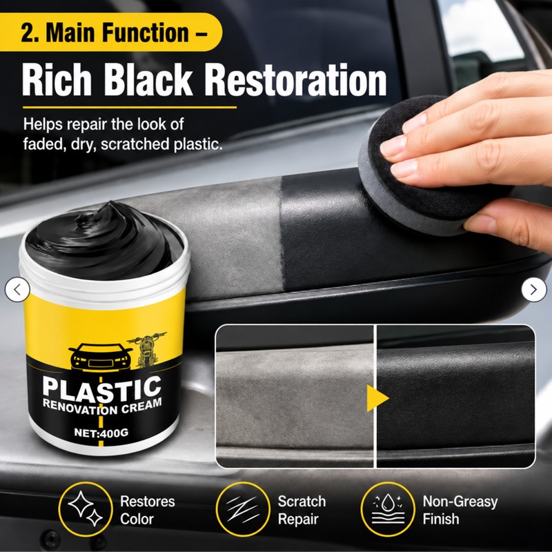 Car Plastic Restorer for Faded Trim – 400g Water-Based Renovator