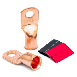 Wirefy 3/0 Gauge 3/8" Wire Lugs - Copper Cable Lugs - Battery Wire Connectors - Ring Terminals - Crimp Battery Cable Ends - 10 PCS