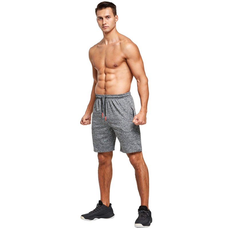 JustSun Men's Sports Shorts with Zip Lightweight Stretch Fabric, Black
