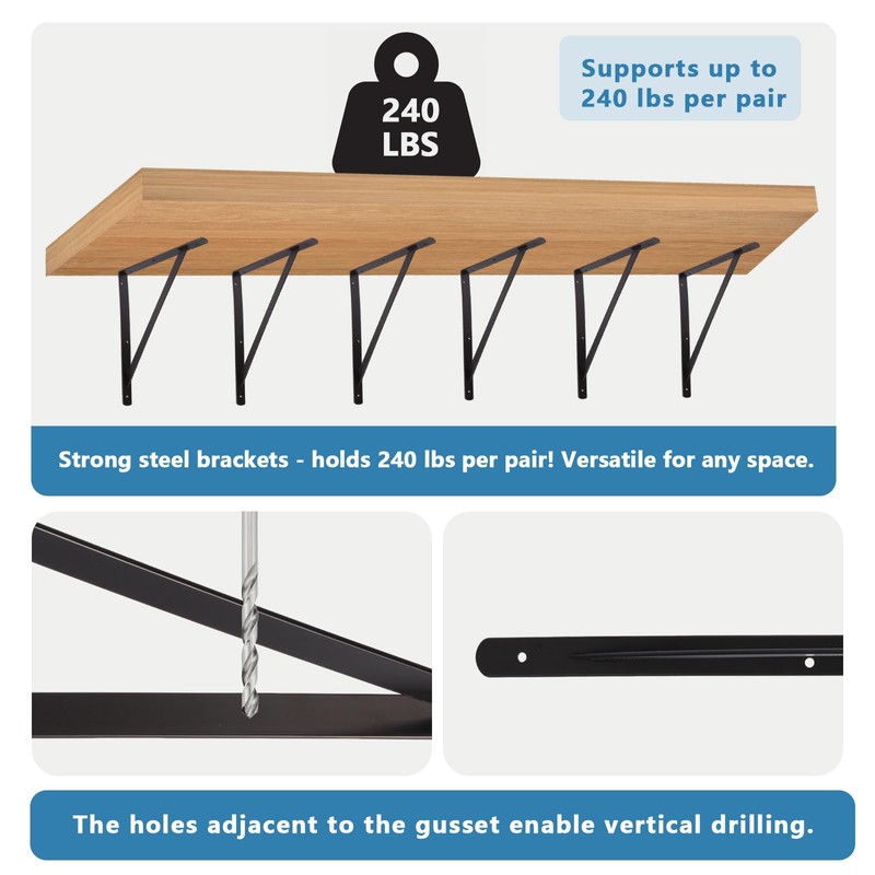 18 inch Heavy Duty Shelf Brackets with Screws, 4 Pack