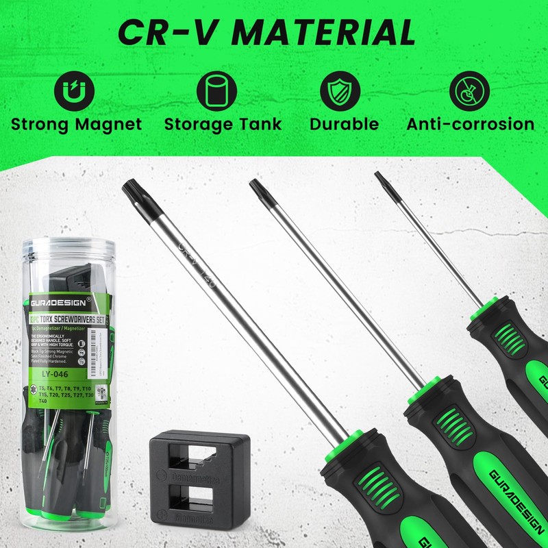 GURADESIGN 13-Piece Magnetic Torx Screwdriver Set，T5 -T40 Star Screwdrivers Set