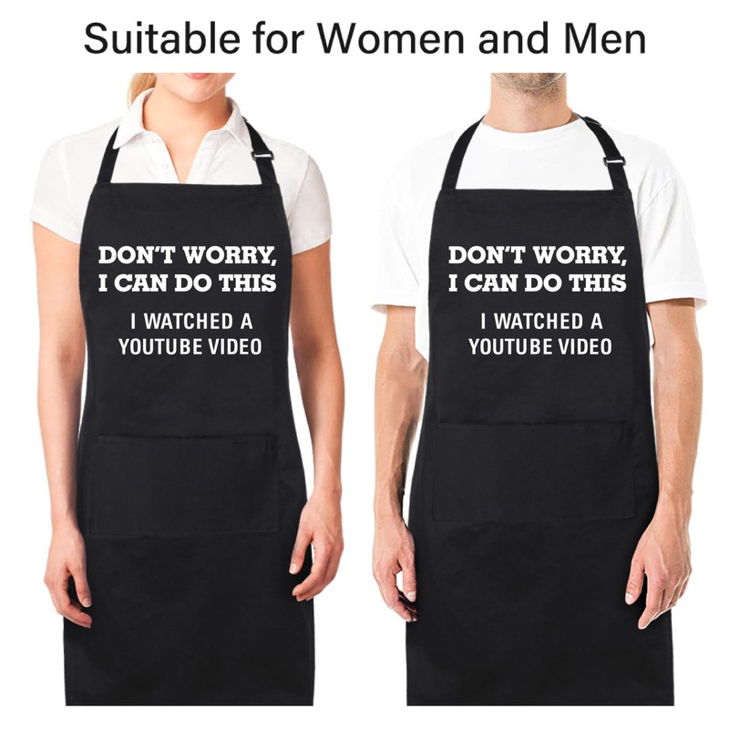 100% Cotton Funny Apron for Men Women Adjustable Bib Aprons