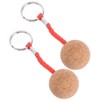 Cyrank Floating Cork Ball Key Ring, Pack of 2 Wooden