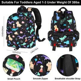 Accmor Toddler Backpack with Leash, Cute Dinosaur Kids Backpack + Anti Lost Wrist Link, Mini Child Backpack Leash Baby Walking Harness for Outdoor Travel, Adorable Backpack Tether for Boys Age 1-3