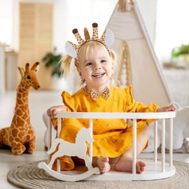 Gibocot 2 Sets Giraffe Costume Accessories for Kids Adults, Includes Giraffe Ears Headband Tail Bow Tie, Jungle Animal Giraffe Fancy Dress Outfit for Carnival World Book Day Birthday Cospaly