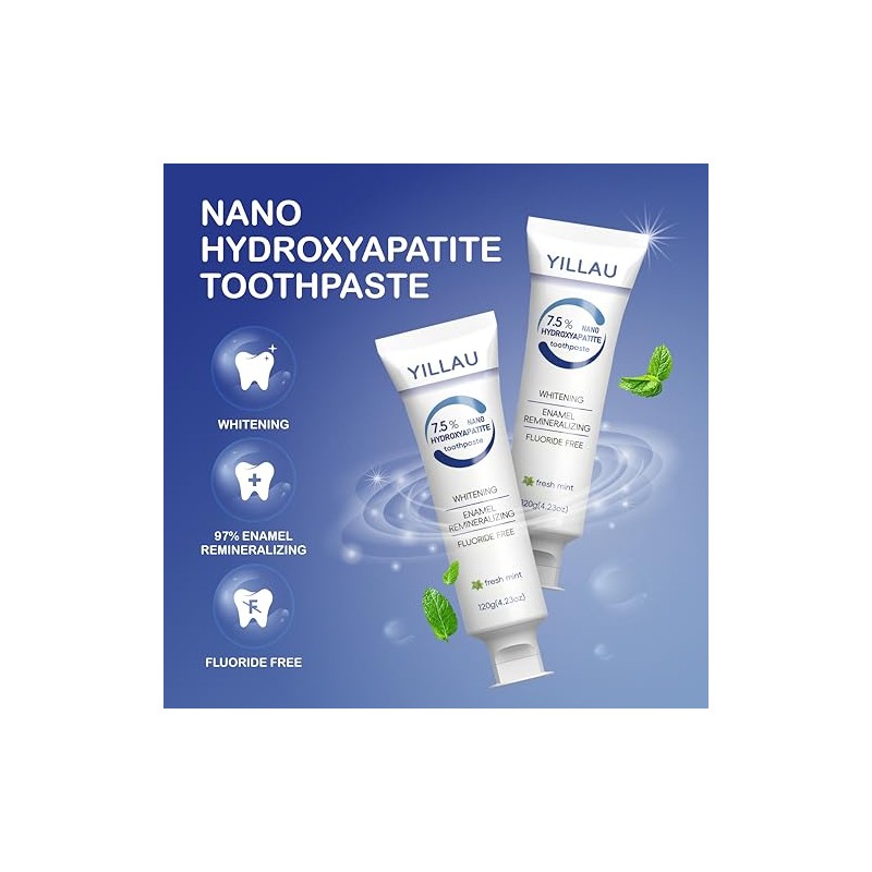 Hydroxyapatite Toothpaste, Nano Hydroxy 7.5%, Fluoride Free, for Sensitive Teeth
