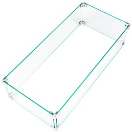 Fire Pit Glass Wind Guard for Rectangular Fire Pit Table, 29 x 13 Inch Tempered Glass Panel with Hard Aluminum Corner Bracket & Rubber Feet, Thick Firepit Accessory Shield