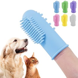 Generic Dog Cat Teeth Cleaning Finger Toothbrush for Small Medium Large Dogs Cats Teeth with Storage Case | Food Grade Silicone Rubber Bristles - Pack of 6