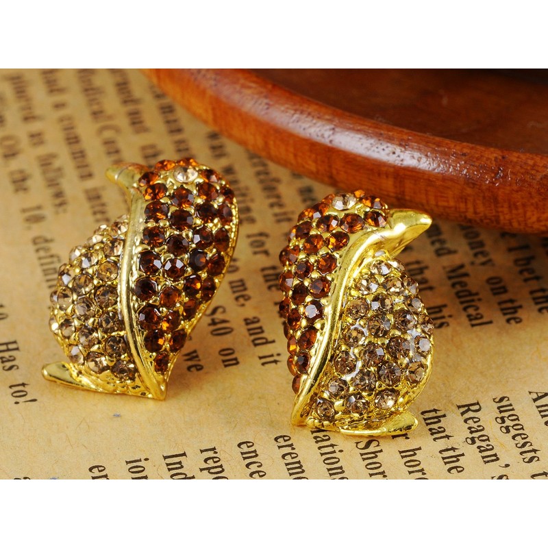 Alilang Yellow Golden Tone Topaz Colored Rhinestones Penguin Bird Stud