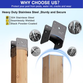 Post Anchor Connector,Stainless Steel Beam Anchor Connector, Post Base Bracket for Supporting Wood Beams (4, P4x4-B(4x4/4x6))