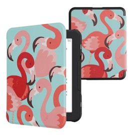kwmobile Case Compatible with Barnes & Noble Nook Glowlight 4 / 4e Case - eReader Cover - Flamingos Dark Pink/Pink/Red