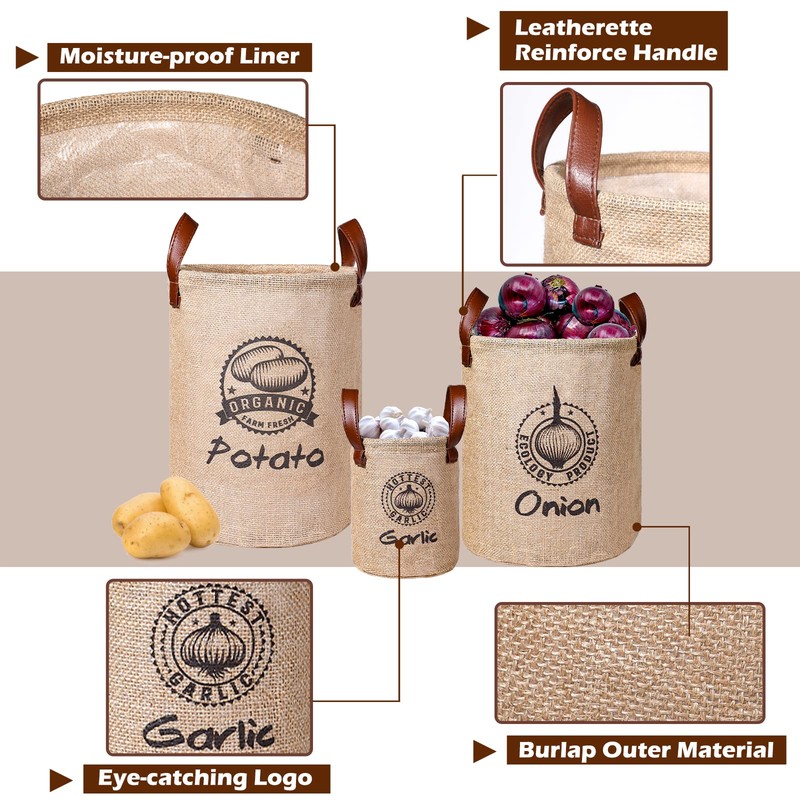 Kamehame Potato Storage Box 3 Pieces Potato Onion Garlic Storage