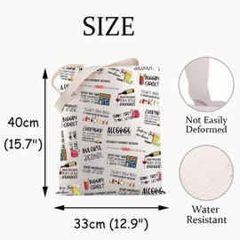 JXGZSO Funny Alcohol Quote Canvas Tote Bag Drinking Party Gift Bartender Inspired Gift Cocktail Shoulder Bag Drinker Gift, Alcohol Quote Canvas Tote Bag, Large