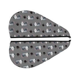 Muxxirt Cute Animal Cartoon Opossum 2pcs Coral Velvet Hair Towel Wrap for Women Girls Drying Towel Absorbent Hair