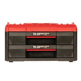 SHUTER 2-Tier Stackable Tool Box with Drawers, ABS Plastic Storage Chest with One-Touch Latch for Power Tools – 16.5 x 13.3 x 9.2 in (TB-2D)