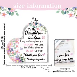 Mothers Day Gifts For Daughter In Law Gifts From Mother In Law Cute Decor For Bedroom Gift For Daughter Birthday Mothers Day Wedding Day Gifts Acrylic Core Plaque