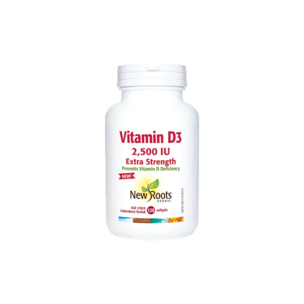New Roots Vitamin D3 2,500iu Extra Strength - 120 Softgels