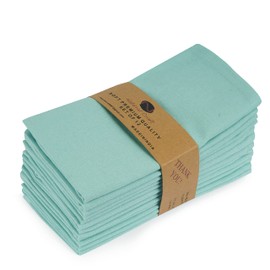 NATURALCRAFT - Juego de servilletas de tela de lino de algodón, lavables y reutilizables, esquinas ingletadas especiales para uso diario, las servilletas son preencogidas y de buena absorción. (Aqua)