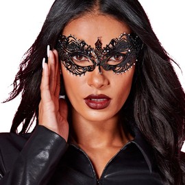 Nicute Masquerade Mask Metal Shiny Rhinestone Mask Party Bar Prom Venetian Mask Costumes Accessory for Women and Girls (Black Crown)