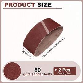 HARFINGTON 4 x 24 Inch Sanding Belts, 2 Pcs 80 Grits Aluminum Oxide Abrasive Belt Sander File Belt for Woodworking, Metal Polishing, Knife Sharpener