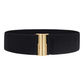 [maikun] [My Queen] Belt Women's Thick Women's Belt Elastic Suit No-hole Belt Large Size Stylish, gold/black, L
