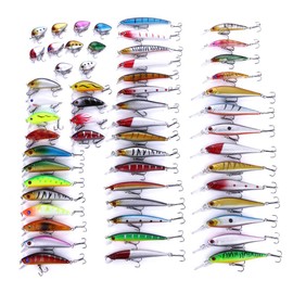 CENPEK 56pcs Fishing Lures Attractants Kits Set, Life-Like Swimming Swimbait, Fishing Tackle Bait Set for Freshwater Saltwater Carp Bass Pike