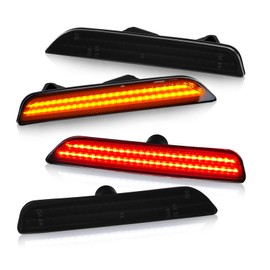 Bestview LED Side Marker Lights Compatible with Ford Mustang 2010-2014, Smoked Lens Front & Rear Fender Side Markers Amber & Red, Driver & Passenger Side Bumper Lights, Pack of 4