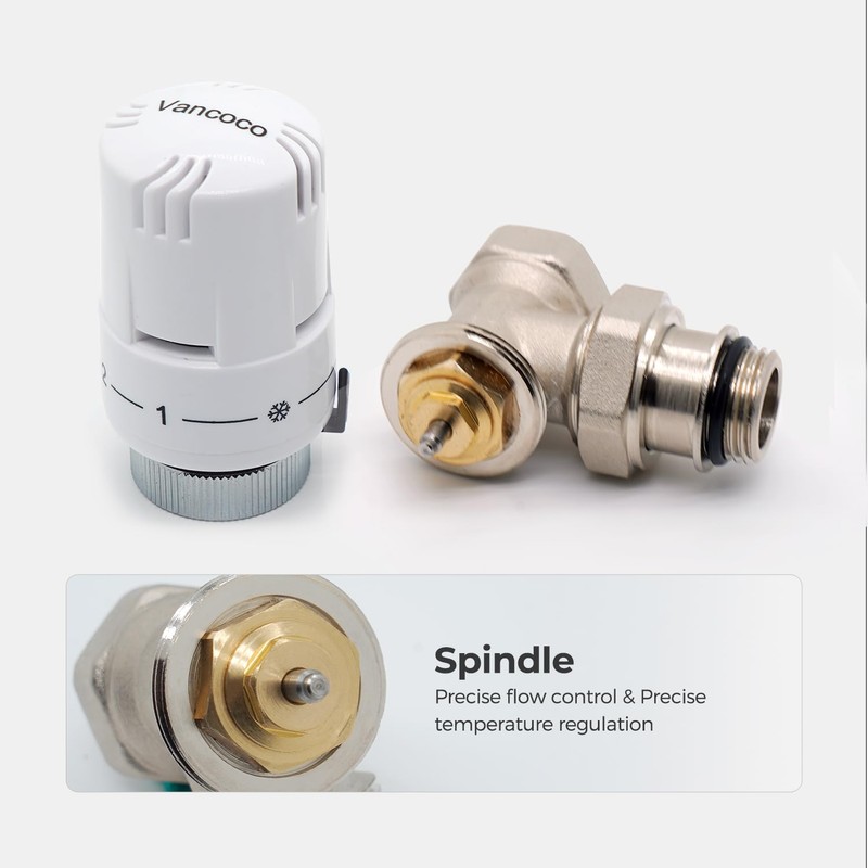 Vancoco Thermostatic Head, Thermostatic Complete Set, Corner Shape, Radiator Valve,