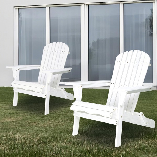 KEIKI Folding Outdoor Adirondack Chair, Set of 2, Embossed Fire